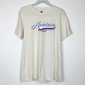 Buddy Love "American Made" Graphic Tee T-Shirt Cream Women's Size Medium